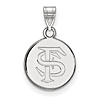 Sterling Silver 1/2in Florida State University Logo Disc Pendant