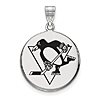 Sterling Silver 3/4in Pittsburgh Penguins Round Enamel Pendant