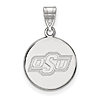 14kt White Gold 5/8in Oklahoma State University OSU Disc Pendant