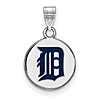 Sterling Silver 1/2in Detroit Tigers Enamel Disc Pendant