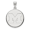 14kt White Gold 3/4in University of Michigan Disc Pendant