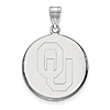 10kt White Gold 3/4in University of Oklahoma OU Disc Pendant