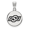 Silver 5/8in Oklahoma State University OSU Enamel Disc Pendant