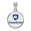 Sterling Silver 5/8in Penn State University Lion Shield Disc Pendant
