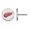 Sterling Silver Detroit Red Wings Enamel Disc Earrings