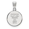 Sterling Silver 5/8in Texas Tech University Disc Pendant