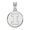 Sterling Silver 5/8in University of Illinois Block I Round Pendant
