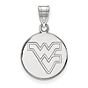 10kt White Gold 5/8in West Virginia University WV Disc Pendant