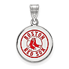 Sterling Silver 5/8in Boston Red Sox Enamel Disc Pendant