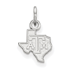 Sterling Silver 3/8in Texas A&M University State Outline Pendant