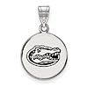 Silver 5/8in University of Florida Gator Head Enamel Disc Pendant