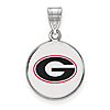 Sterling Silver 5/8in University of Georgia G Head Enamel Pendant
