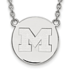 Sterling Silver Round University of Michigan M Pendant with 18in Chain