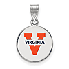 Sterling Silver 5/8in University of Virginia Enamel Disc Pendant