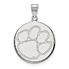 10kt White Gold 3/4in Clemson University Round Pendant