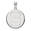 Sterling Silver 3/4in Michigan State University Block S Round Pendant