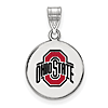 Sterling Silver 5/8in Ohio State University Enamel Disc Pendant