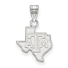 10kt White Gold 1/2in Texas A&M University State Outline Pendant