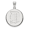 Sterling Silver 3/4in Detroit Tigers Disc Pendant
