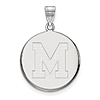 Sterling Silver University of Memphis M Disc Pendant 7/8in