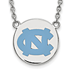 Silver University of North Carolina NC Enamel Disc 18in Necklace