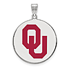Sterling Silver 1in University of Oklahoma OU Round Enamel Pendant