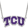 Silver Texas Christian University TCU Enamel Pendant with 18in Chain