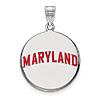 Sterling Silver 7/8in Round MARYLAND Red Enamel Pendant