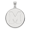 Sterling Silver University of Memphis M Disc Pendant 1in