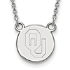 Sterling Silver 1/2in University of Oklahoma OU Disc Necklace