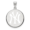 Sterling Silver 7/8in New York Yankees Enamel Disc Pendant