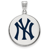 Sterling Silver 7/8in New York Yankees Enamel Disc Pendant