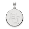 14k White Gold 7/8in Baylor University Round Pendant