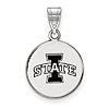 Iowa State University Enamel Round Pendant 5/8in Sterling Silver