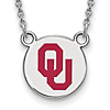 Silver 1/2in University of Oklahoma OU Enamel Pendant with 18in Chain