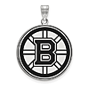 Sterling Silver 1in Boston Bruins Round Enamel Pendant