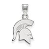 Sterling Silver 1/2in Michigan State University Spartan Helmet Pendant