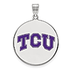 Silver 1in Texas Christian University TCU Round Enamel Pendant