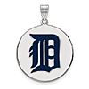 Sterling Silver 1in Detroit Tigers Enamel Disc Pendant