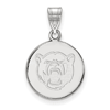 10k White Gold 5/8in Baylor University Bear Head Round Pendant