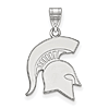 Sterling Silver 3/4in Michigan State University Spartan Helmet Pendant