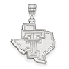 14kt White Gold 3/4in Texas Tech University State Map Pendant