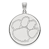 10kt White Gold 1in Clemson University Round Logo Pendant
