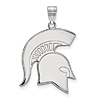 10kt White Gold 1in Michigan State University Spartan Helmet Pendant