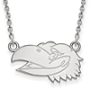 Kansas Jayhawk 1/2in Face Pendant with 18in Chain Sterling Silver
