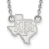 Silver Texas A&M University State Outline Pendant with 18in Chain