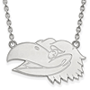 Sterling Silver Univ of Kansas Jayhawk Head Pendant with 18in Chain
