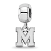 Sterling Silver Extra Small University of Memphis M Dangle Bead