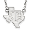 Silver 3/4in Texas A&M University State Outline 18in Necklace