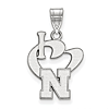 Sterling Silver 5/8in I Love University of Nebraska Logo Pendant